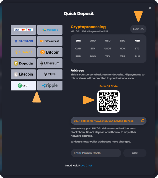 Deposit Crypto