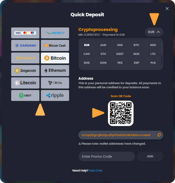 Deposit Crypto