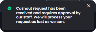 Cashout request notification
